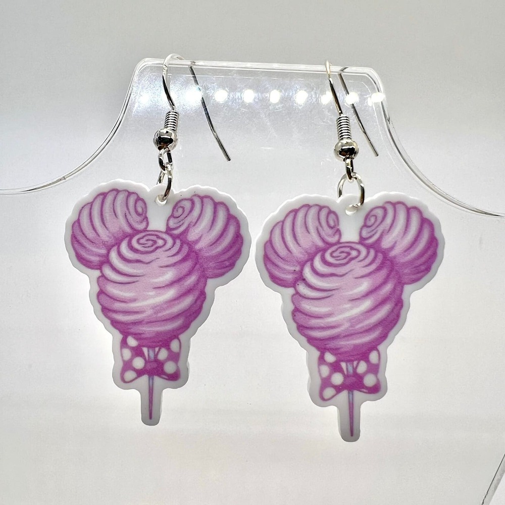 Mickey Ear Cotton Candy Earrings - Orlando Vacation Earrings - Food Earrings